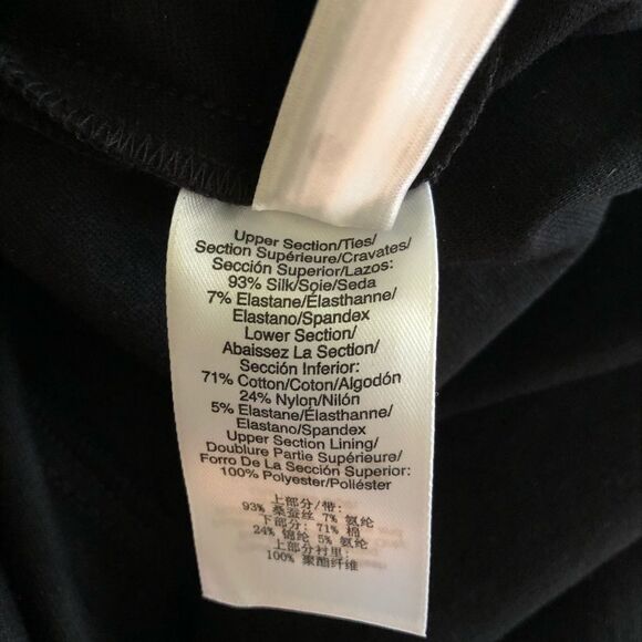 SZ12 DKNY  Silk Tie Neck Color Block Dress (Ivory/Black) - Picture 9 of 13